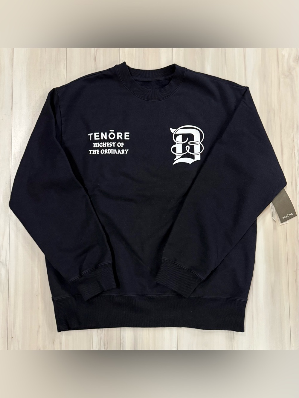 Tenore Team Diaz Black Crewneck Sweatshirt with White Logo size Large